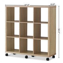 Load image into Gallery viewer, 9 Cubes Ladder Shelf Freestanding Corner Display Rack Bookshelf-Natural