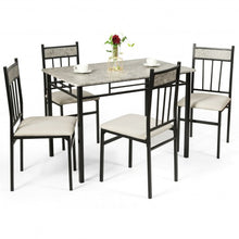 Load image into Gallery viewer, 5 Piece Faux Marble Dining Set Table