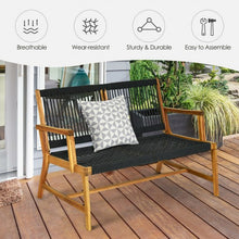Load image into Gallery viewer, 2-Person Patio Acacia Wood Yard Bench-Black