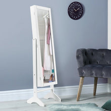 Load image into Gallery viewer, Freestanding Mirrored Jewelry Armoire Cabinet with Lights