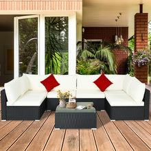 Load image into Gallery viewer, 7-Piece Outdoor Wicker Patio Sofa Set with 2 Pillows and Cushions-Beige