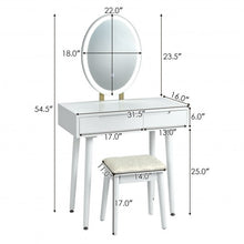 Load image into Gallery viewer, Touch Screen Vanity Makeup Table Stool Set -White