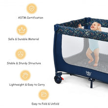Load image into Gallery viewer, Portable Baby Playpen with Mattress Foldable Design-Blue