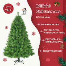 Load image into Gallery viewer, 7 ft Hinged Artificial Christmas Tree Holiday Decoration with Stand