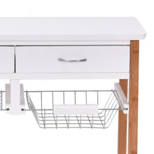 Load image into Gallery viewer, White Rolling Kitchen Island Trolley Cart