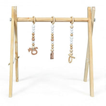 Load image into Gallery viewer, 3 Wooden Baby Teething Toys Hanging Bar-Natural