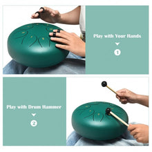 Load image into Gallery viewer, 10" Steel Tongue Drum 8 Notes Handpan Drum-Green