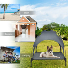 Load image into Gallery viewer, Portable Elevated Outdoor Pet Bed with Removable Canopy Shade-36"