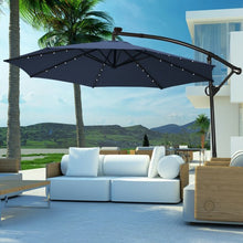 Load image into Gallery viewer, 10FT 360° Rotation Solar Powered LED Patio Offset Umbrella-Navy