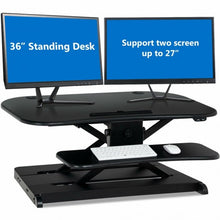 Load image into Gallery viewer, 2-Tier Sit to Stand Desk with Keyboard Tray Deck-Black