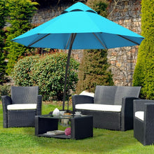 Load image into Gallery viewer, 11 Feet Outdoor Cantilever Hanging Umbrella with Base and Wheels-Turquoise