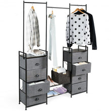 Load image into Gallery viewer, 8 Drawer Fabric Dresser with Rack Multifunctional Storage Tower Metal
