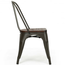Load image into Gallery viewer, Set of 4 Stackable Tolix Style Metal Wood Dining Chair-Gun