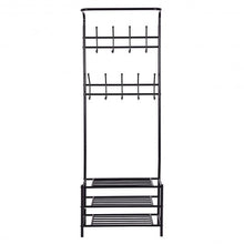 Load image into Gallery viewer, Metal Entryway Coat Hat Shoes Rack 18 Hooks Garment Rack