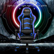 Load image into Gallery viewer, Massage LED Gaming Chair with Lumbar Support & Footrest-Blue