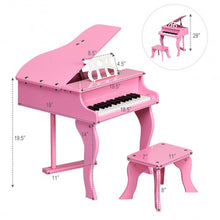 Load image into Gallery viewer, Classic 30 Key Baby Grand Wooden Piano with Bench-Pink