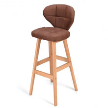 Load image into Gallery viewer, Set of 2 Brown Bar Stools Pub Chair Fabric