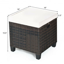 Load image into Gallery viewer, 2PCS Patio Rattan Ottoman Cushioned Seat-Beige