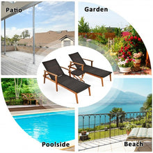 Load image into Gallery viewer, 3 Pcs Patio Wooden Frame Rattan Lounge Chaise Chair Set with Folding Table