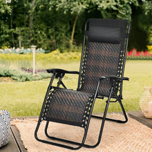 Load image into Gallery viewer, Folding Patio Rattan Zero Gravity Lounge Chair Recliner-Brown