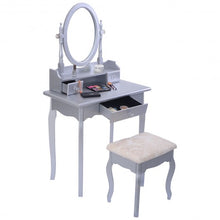 Load image into Gallery viewer, White Vanity Makeup Dressing Table with Rotatable Mirror + 3 Drawers