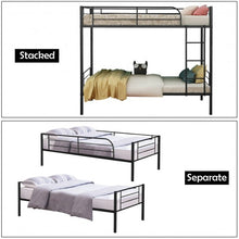 Load image into Gallery viewer, Metal Twin Kids Bunk Bed with Ladder Safety Guard Rails