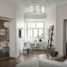 Load image into Gallery viewer, 6-Light Semi Flush Mount Ceiling Light Pendant Lamp w/ Fabric Drum-shaped Shade