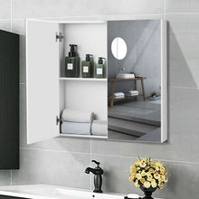 Load image into Gallery viewer, 2-Tier Wall-Mounted Storage Cabinet with Double Mirror Doors