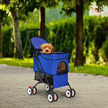 Load image into Gallery viewer, Pet Foldable Cage Stroller For Cat And Dog-Blue