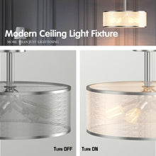 Load image into Gallery viewer, 6-Light Semi Flush Mount Ceiling Light Pendant Lamp w/ Fabric Drum-shaped Shade