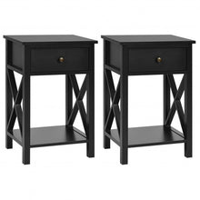 Load image into Gallery viewer, 2pcs Bedroom Side End Nightstand with Drawer-Black