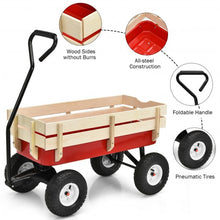 Load image into Gallery viewer, Outdoor Pulling Garden Cart Wagon with Wood Railing