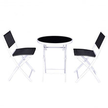 Load image into Gallery viewer, 3 Pcs Folding Garden Patio Table Chairs Set -Black