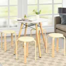 Load image into Gallery viewer, Set of 4 Bentwood Round Stool Stackable Dining Chair with Padded Seat-Beige