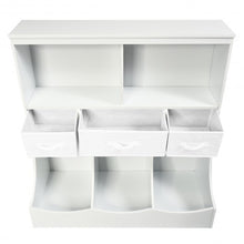 Load image into Gallery viewer, Freestanding Combo Cubby Bin Storage Organizer Unit W/3 Baskets-White