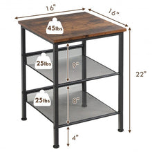 Load image into Gallery viewer, 3-Tier Industrial End Side Table Nightstand Adjustable Shelves