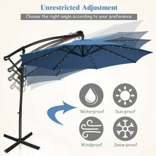 Load image into Gallery viewer, 10FT 360° Rotation Solar Powered LED Patio Offset Umbrella-Blue