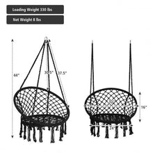 Load image into Gallery viewer, Hanging Macrame Hammock Chair with Handwoven Cotton Backrest-Black