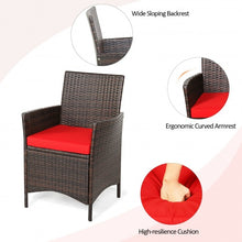 Load image into Gallery viewer, 3Pcs Patio Rattan Furniture Set Cushioned Sofa and Glass Tabletop Deck-Red