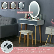 Load image into Gallery viewer, Touch Screen Vanity Makeup Table Stool Set -Gray