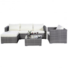 Load image into Gallery viewer, 6 pcs Rattan Cushioned Sofa with Ottoman