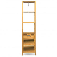 Load image into Gallery viewer, Bamboo Tower Hamper Organizer with 3-Tier Storage Shelves-Natural