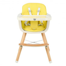 Load image into Gallery viewer, 3 in 1 Convertible Wooden High Chair with Cushion-Yellow