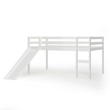 Load image into Gallery viewer, Twin Size Low Sturdy Loft Bed with Slide Wood -White