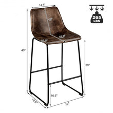 Load image into Gallery viewer, Set of 2 Bar Stool Faux Suede Upholstered Chair-Brown