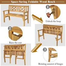 Load image into Gallery viewer, Patio Foldable Bench with Curved Backrest and Armrest