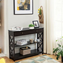 Load image into Gallery viewer, Console Table 3-Tier with Drawer and Storage Shelves-Espresso