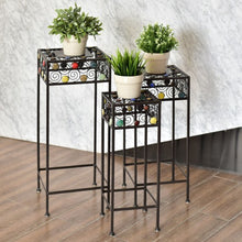 Load image into Gallery viewer, 3 pcs Square Ceramic Beads Decor Metal Plant Stand