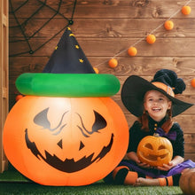 Load image into Gallery viewer, 4 Ft Halloween Inflatable LED Pumpkin with Witch Hat