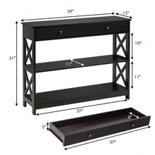 Load image into Gallery viewer, Console Table 3-Tier with Drawer and Storage Shelves-Espresso